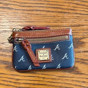 Dooney & Bourke Navy Atlanta Braves Coin Pouch with Brown Trim
